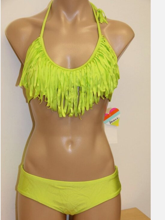 Raisins Other - New Raisins Swimsuit Bikini 2pc set Fringe Bra Sz M LIME